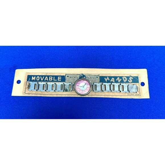 Antique Movable Hands Nickel Plated Occupied Japan Watch Original Package! 42 - Picture 1 of 5